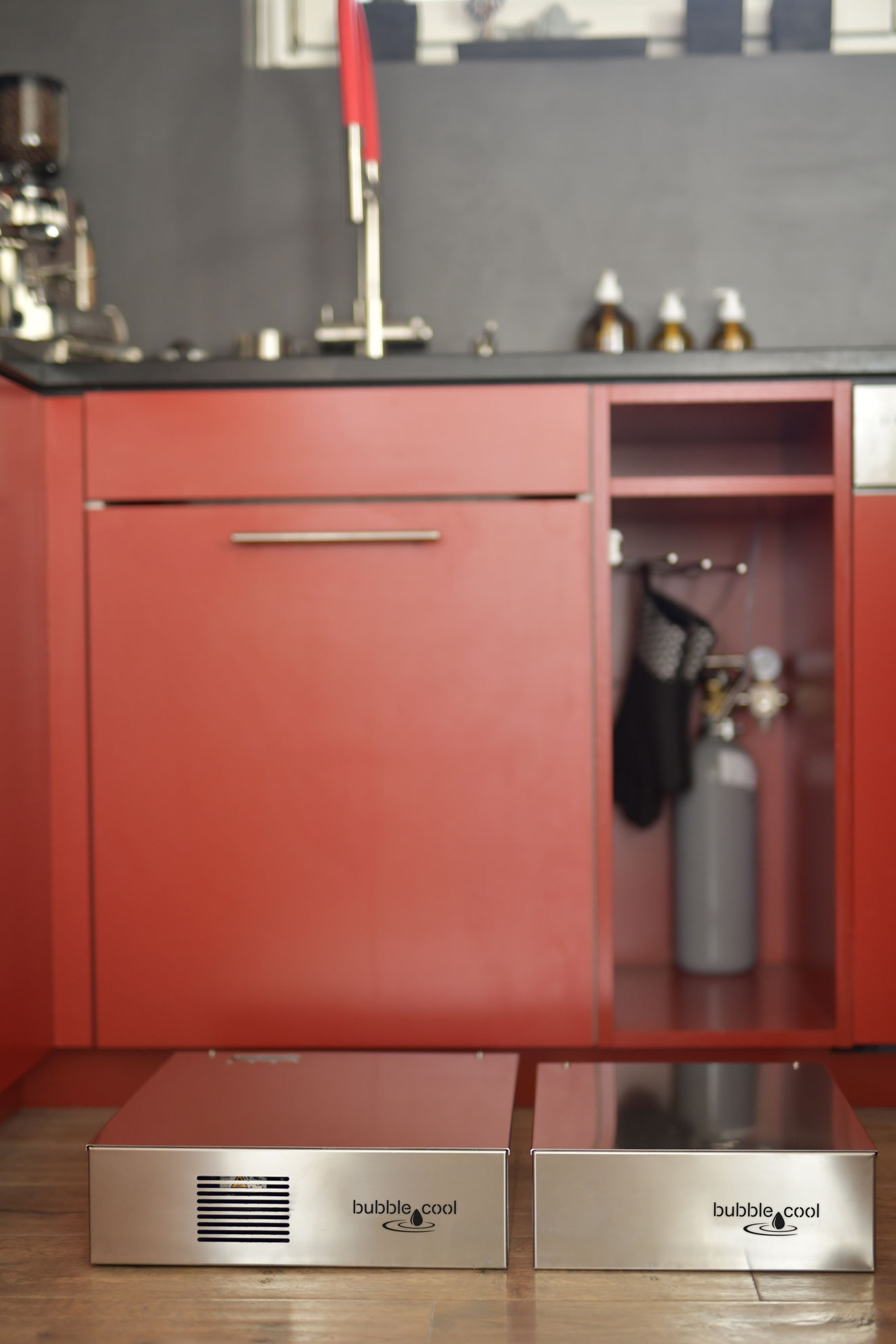 bubble-cool: kitchen plinth water filter system