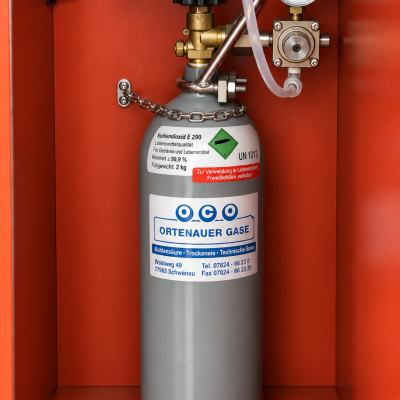 CO₂-Flasche mit Druckregler für die Kohlensäure der BUBBLE-COOL Trinkwasserzentrale