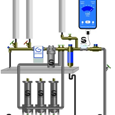 SAN-MAXI : exemple d'installation dans un immeuble collectif, un hôpital, une école, un foyer ou un hôtel